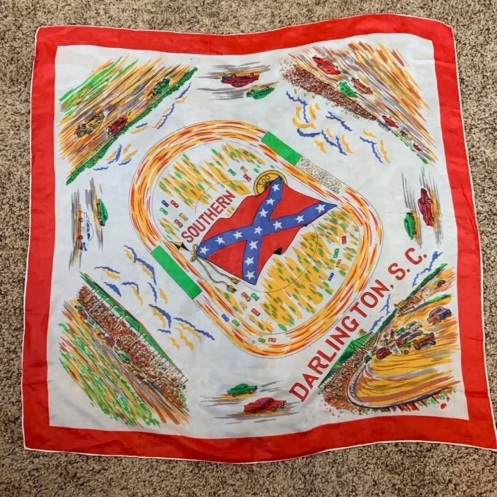 Vintage NASCAR silk scarf Southern 500 / Darlington, SC